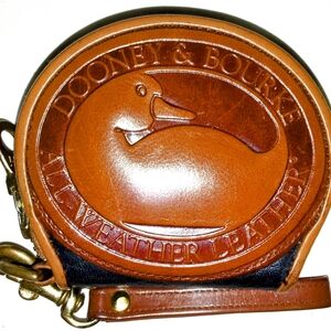 🦆 Vintage Dooney & Bourke Big Duck Coin Purse #W53 in Black & British Tan